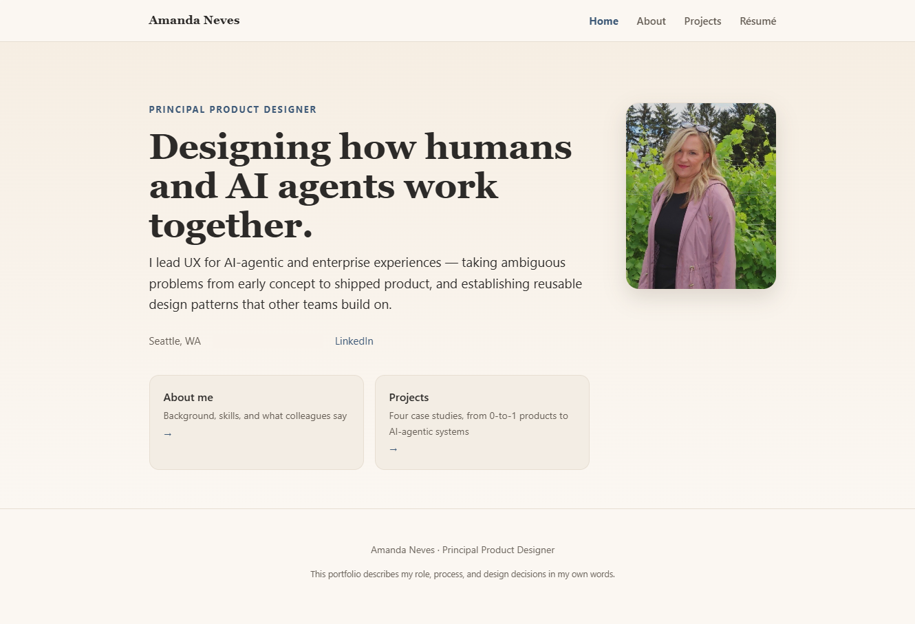 Screenshot: the restructured Home page