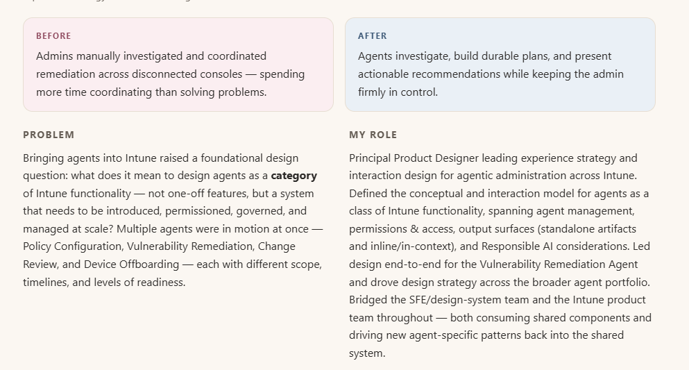 Screenshot: the Problem/My Role grid before the fix