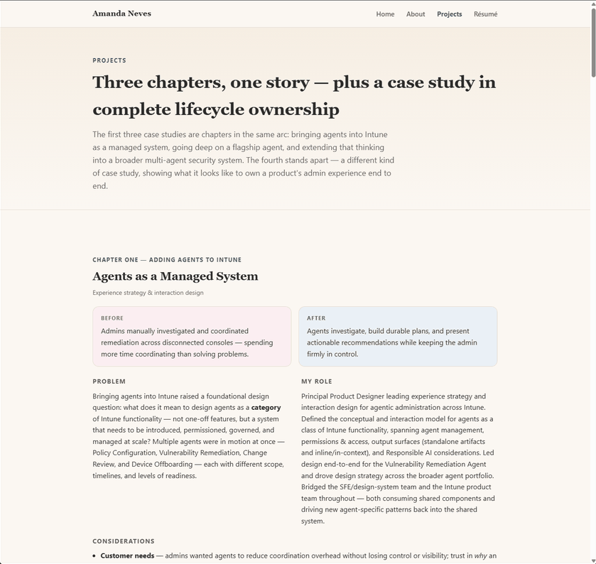Screenshot: the live site and the conversation catching the pattern, side by side
