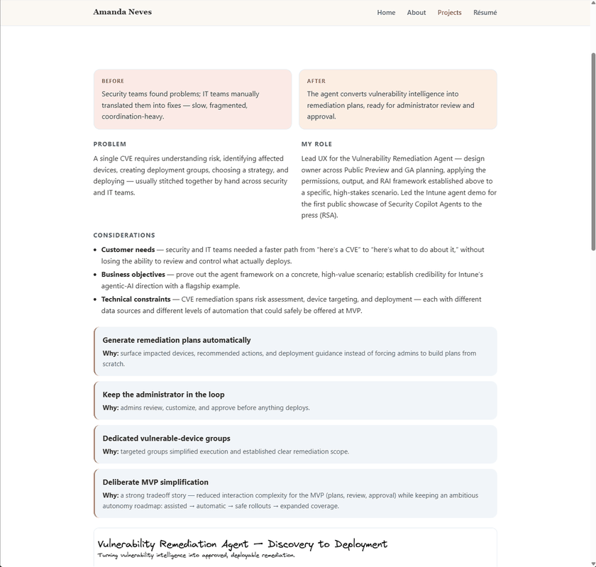 Screenshot: weighing whether the home page portrait felt right